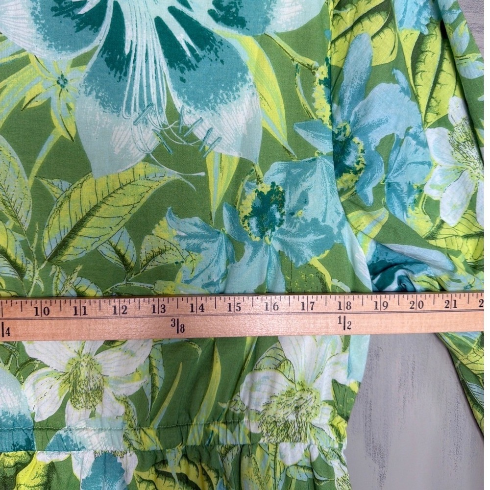 Beautiful by Lawrence Zarian Green Floral Cotton Maxi Dress V-Neck L A646319 - Picture 7 of 7